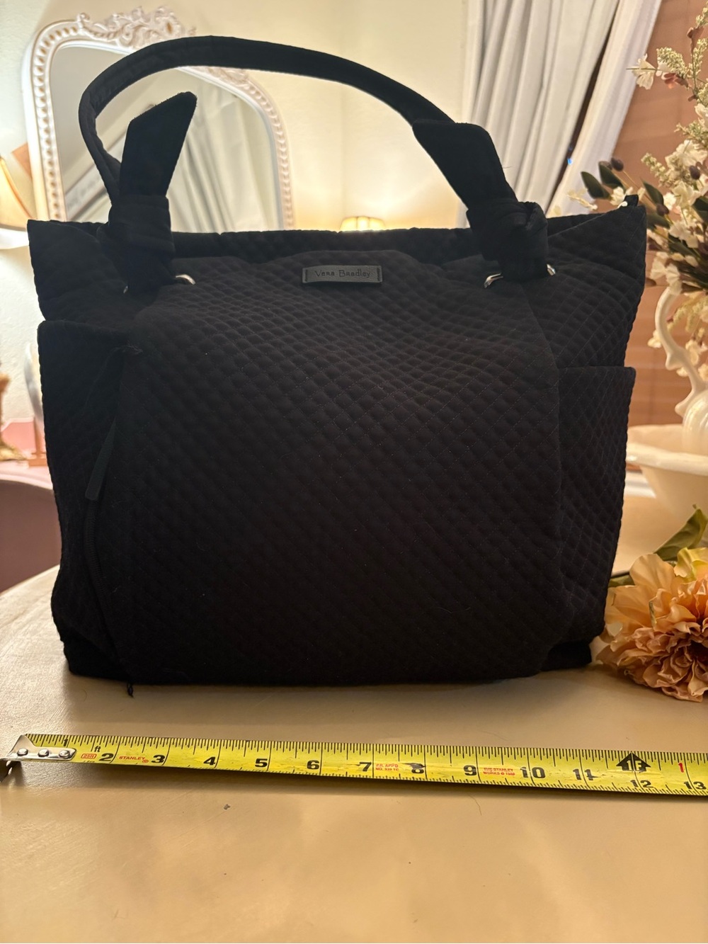 Vera Bradley Black Quilted Tote with Knot Handles - Picture 4 of 11